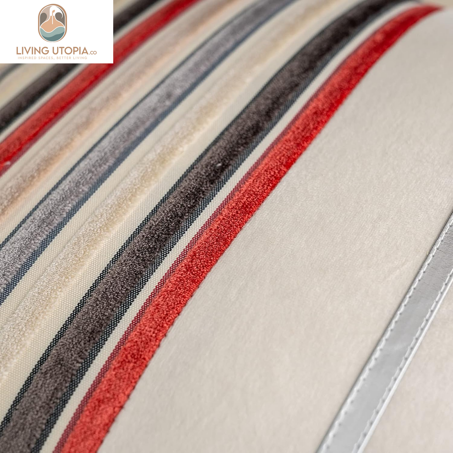 Red Striped Patchwork Throw Pillow Cover Gold Leather Cushion Cover Zippered Rectangular Pillowcase for Sofa Couch Bedroom Living Room Home Decoration, 12X20 Inch