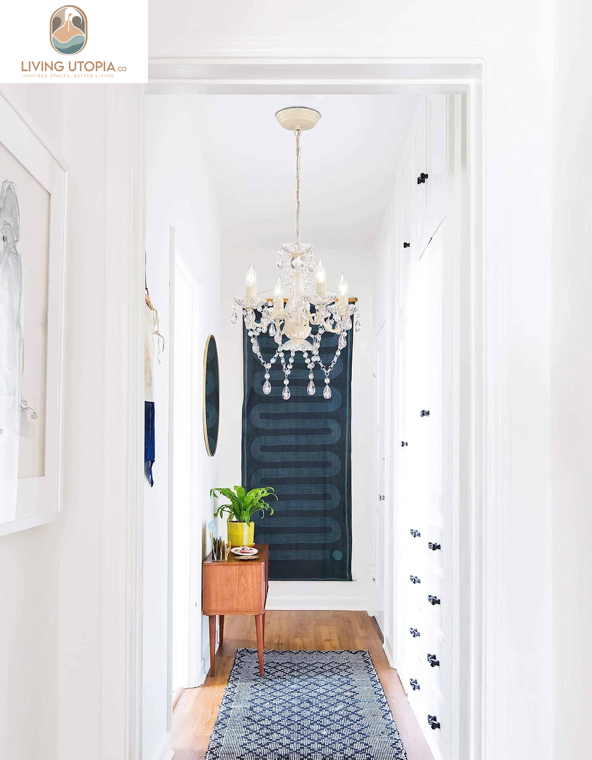 Mini Crystal Chandeliers Acrylic Beige Chandelier Lighting 4 Light Modern Hanging Light Fixtures