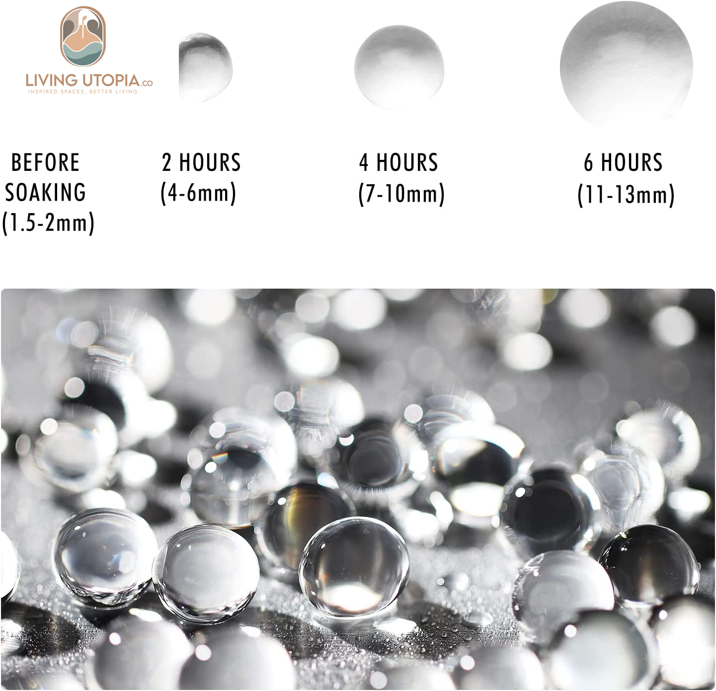 70,000 Clear Water Gel Beads for Vases, Tansparent Water Gel Beads for Vase Filler Beads, Candles, Wedding Centerpiece Floral Decorations
