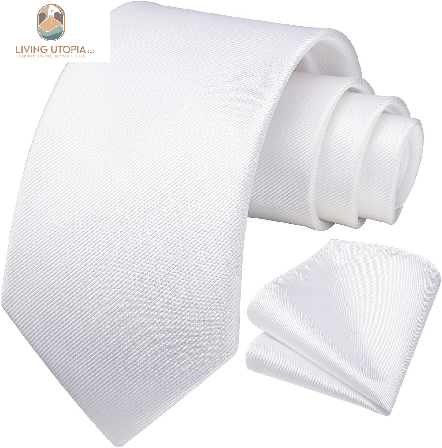 Mens Ties Solid Color Ties for Men Formal Necktie with Pocket Square Set Satin Silk Neck Tie Handkerchiefs Set