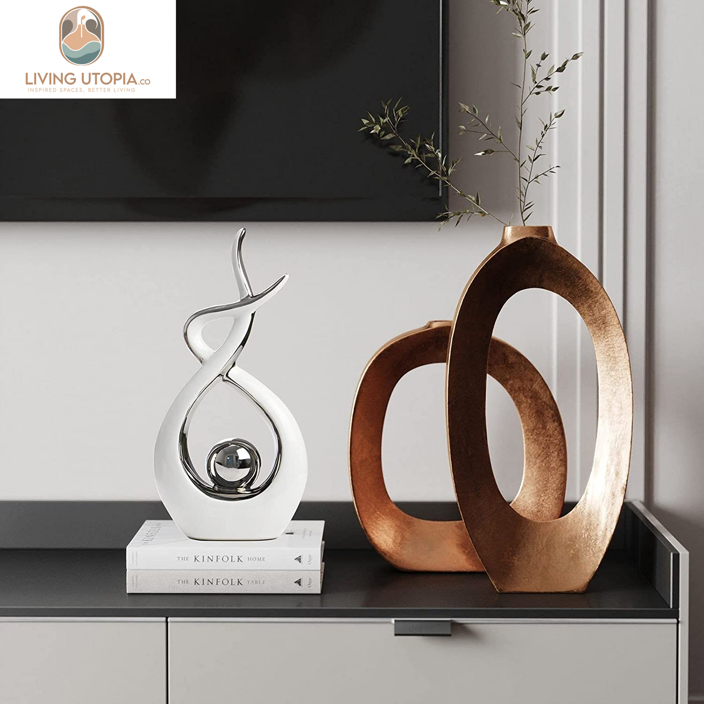 Home Decor Modern Abstract Art Ceramic Statue Table Decorations for Dining Room Living Room Office Centerpiece