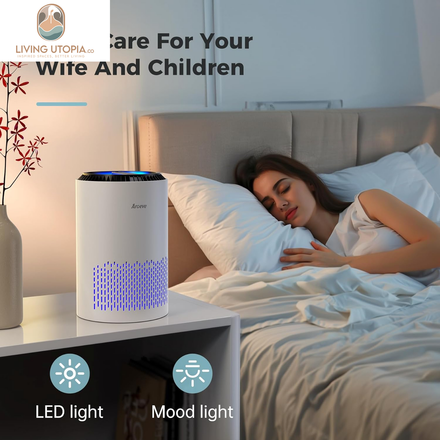 Air Purifiers for Bedroom Home, Air Purifier for Smoke Pollen Dander Hair Smell Air Cleaner with Sleep Mode Speed Control for Bedroom Office, MK01- White(Available for California)