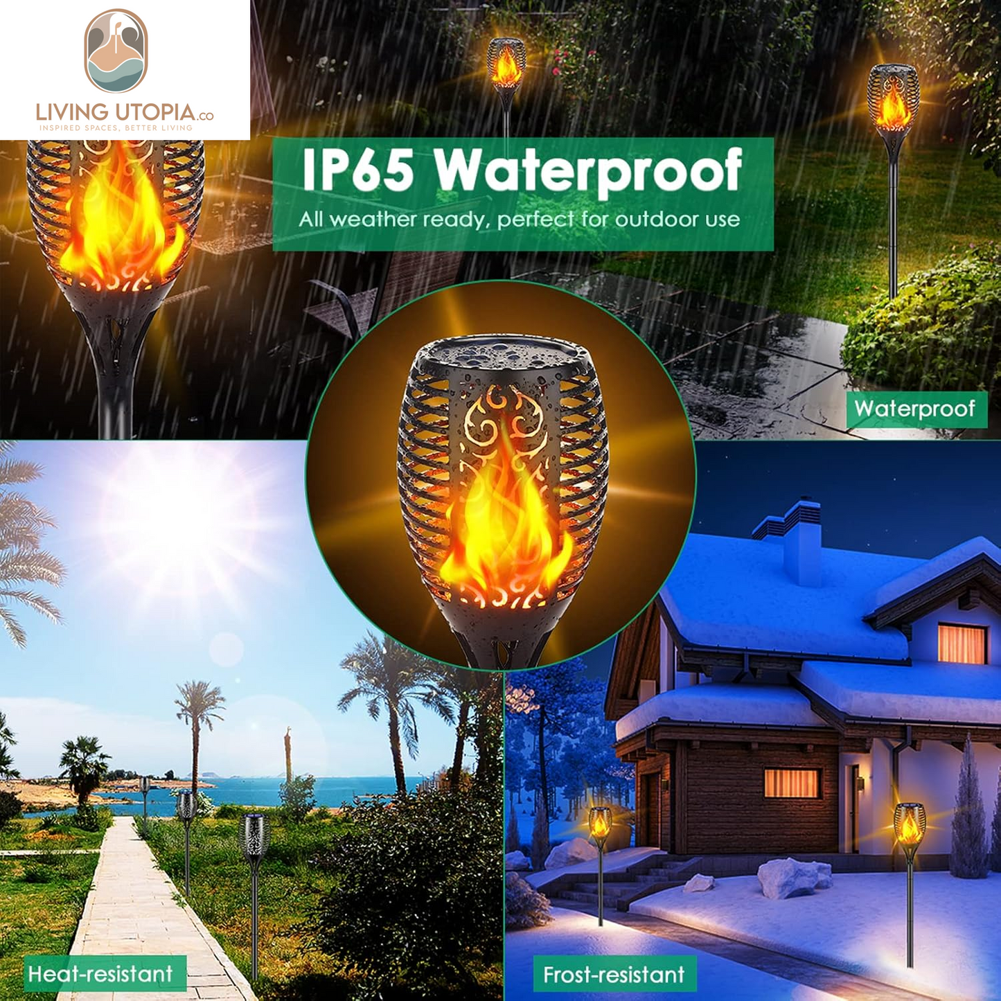 Solar Lights Outdoor 99 LED Higher & Larger Flickering Flame Solar Torch Lights 43" Waterproof Outdoor Lighting Solar Powered Pathway Lights for Garden Patio Yard, 4Pack