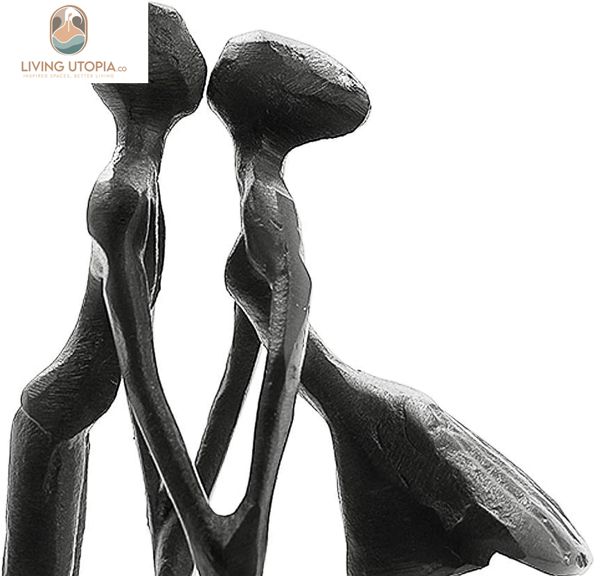 Iron Anniversary Couple Sculpture - Romantic Gifts for Her and Him, 6Th Anniversary, Christmas, Birthday, Wedding, Modern Home Decor of Two Hearts