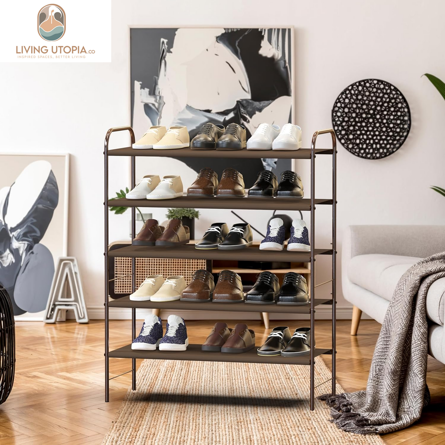 5-Tier Shoe Rack Storage Organizer, Bronze