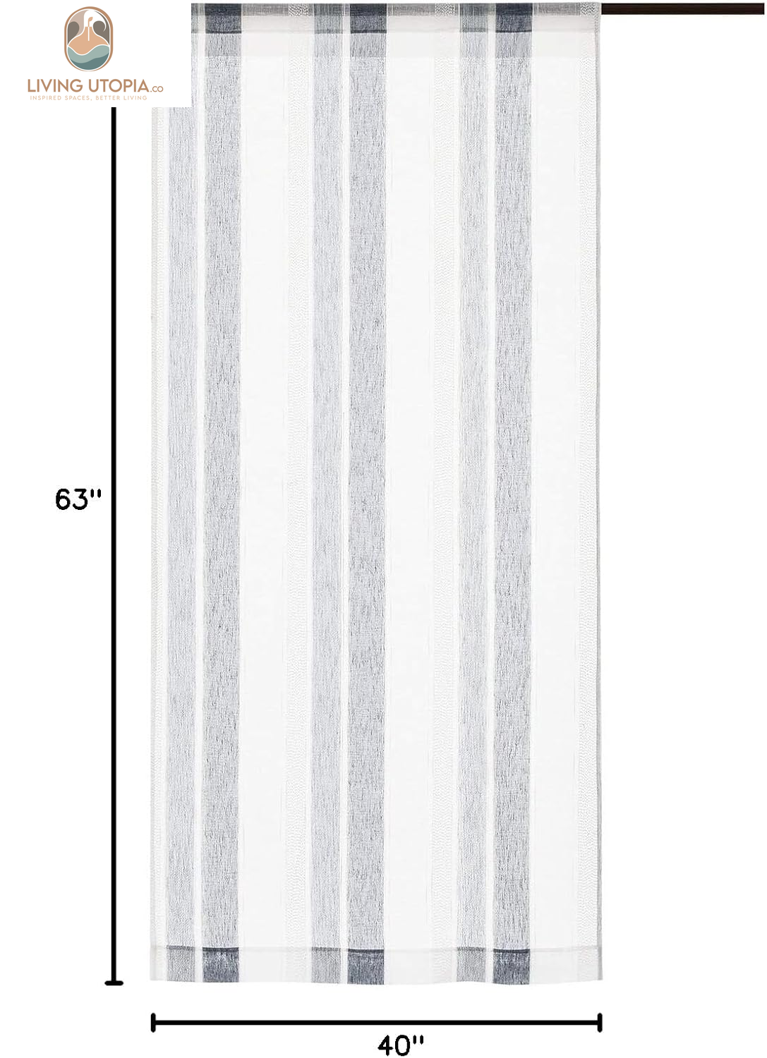 Sheer Navy Blue and White Stripe Farmhouse Curtains Boucle Linen Window Curtain Panel Pairs Yarn Dyed Woven 63 Inches Long for Living Room Bedroom 2 Pack Rod Pocket Rustic Living Panels