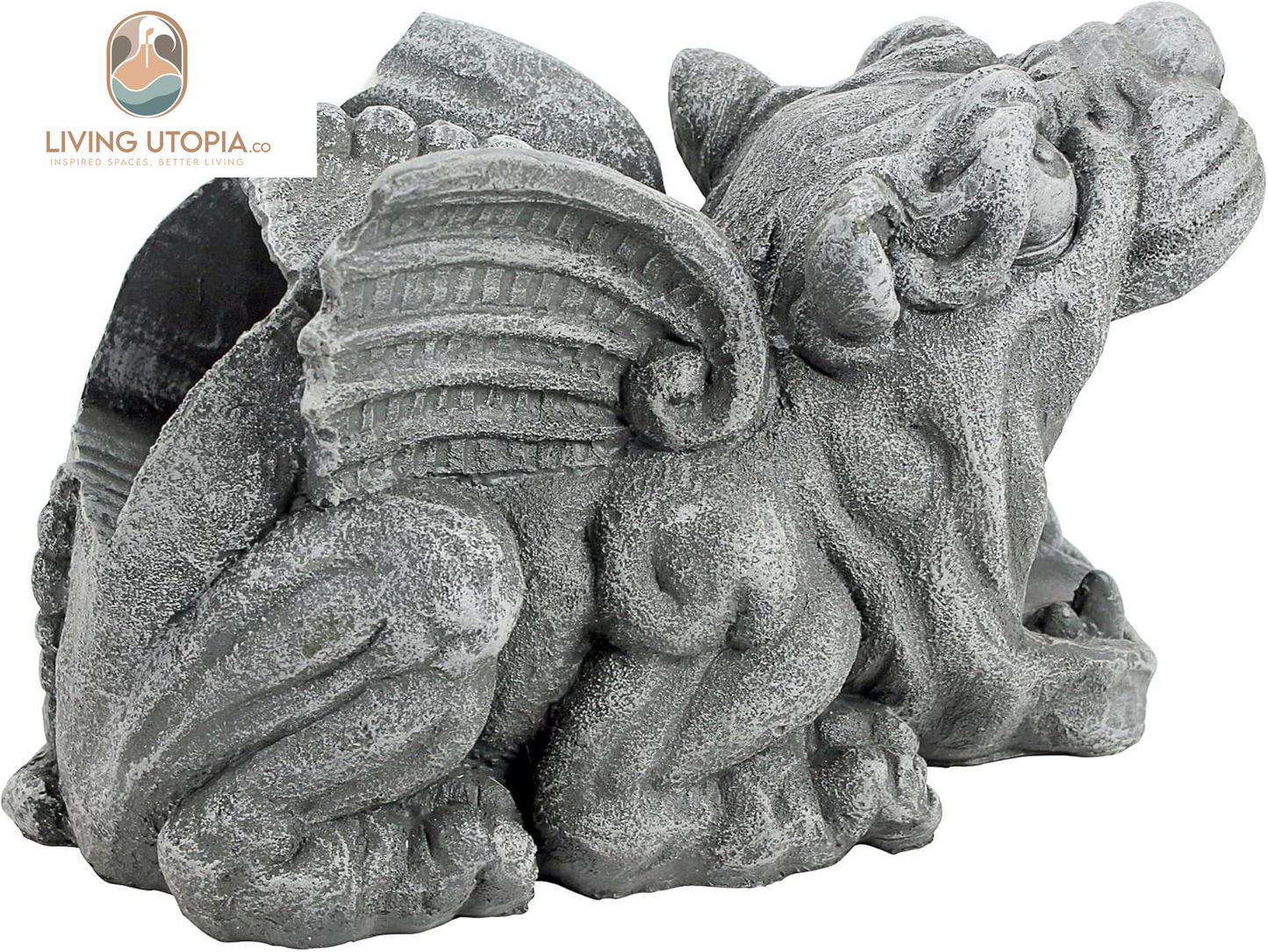 Roland the Gothic Gargoyle Gutter Guardian Rain Downspout Extension Outdoor Statue, 10 Inch Long, Cast Stone Resin, Grey Stone Finish