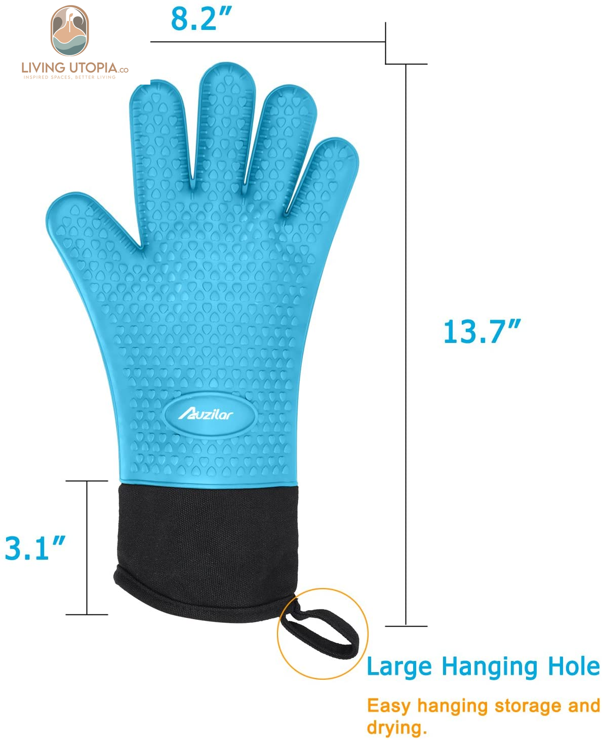 Silicone Cooking Gloves, Grilling Gloves, Heat Resistant Gloves BBQ Kitchen Silicone Oven Mitts, Long Waterproof Non-Slip Potholder for Barbecue, Cooking, Baking