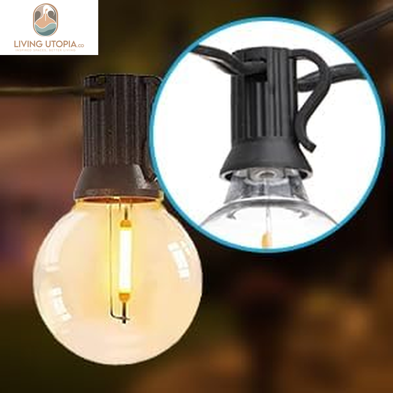 100FT Outdoor String Lights, LED Bistro String Lights with Shatterproof G40 Vintage Bulbs, 2200K Dimmable, Waterproof Hanging Lights for Porch, Deck, Garden, Backyard, Balcony - ETL Listed
