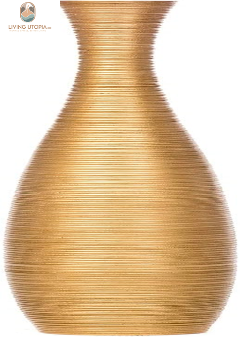 Large Floor Vase – Handmade Flower Holder Made of Wood, Sophisticated Tall Vase for Decorative Branches, Pampas Grass and Dried Flowers, 28 Inches, Gold