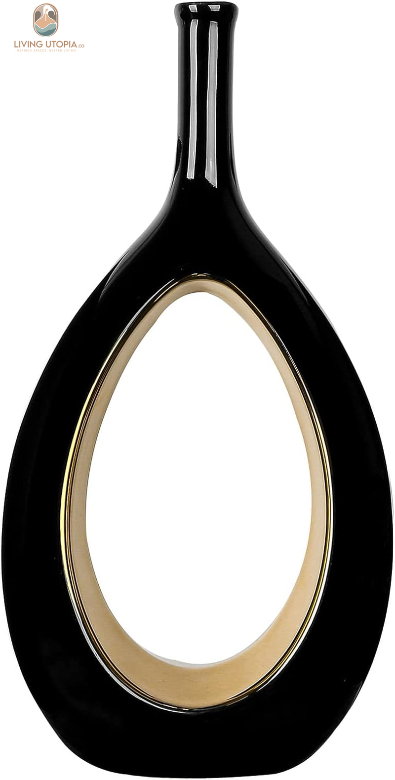 Samawi Black and Gold Vase Set of 2 Ceramic Vase for Home Decor Flower Vase Decorative Vases Modern and round Vase for Pampras Grass …