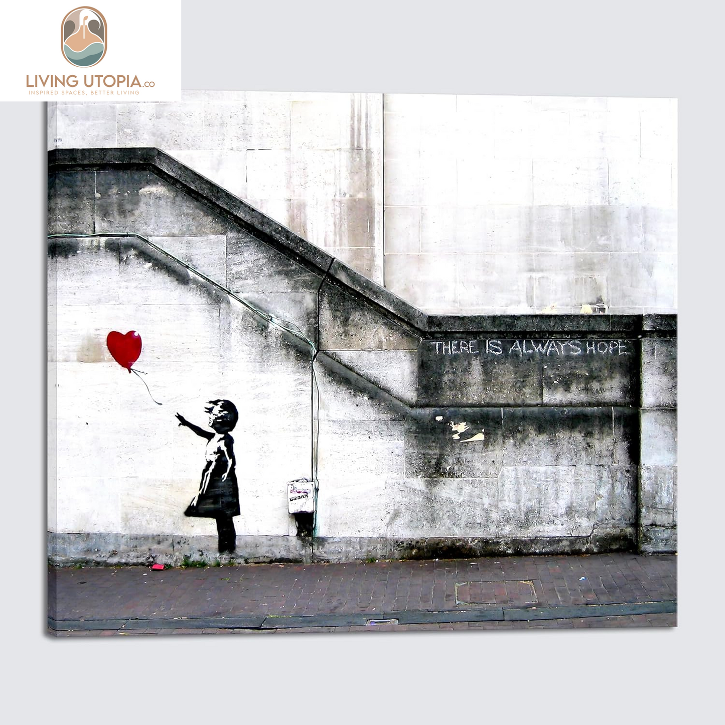 Banksy Grafitti Girl with Red Balloon Large Modern Gallery Wrapped Giclee Canvas Prints Artwork Grey Love Pictures Paintings on Canvas Wall Art for Living Room Bedroom Home Decorations