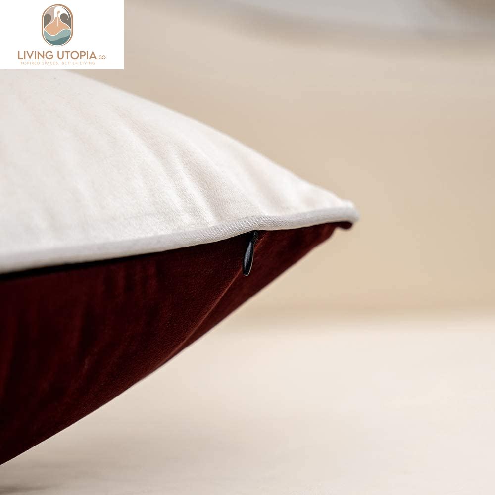 Wine Red Patchwork Velvet Lumbar Pillow Cover with Gold Striped Leather Cushion Case Modern Luxury Pillowcase for Sofa Couch Bedroom Living Room Home Decor,12"X20"