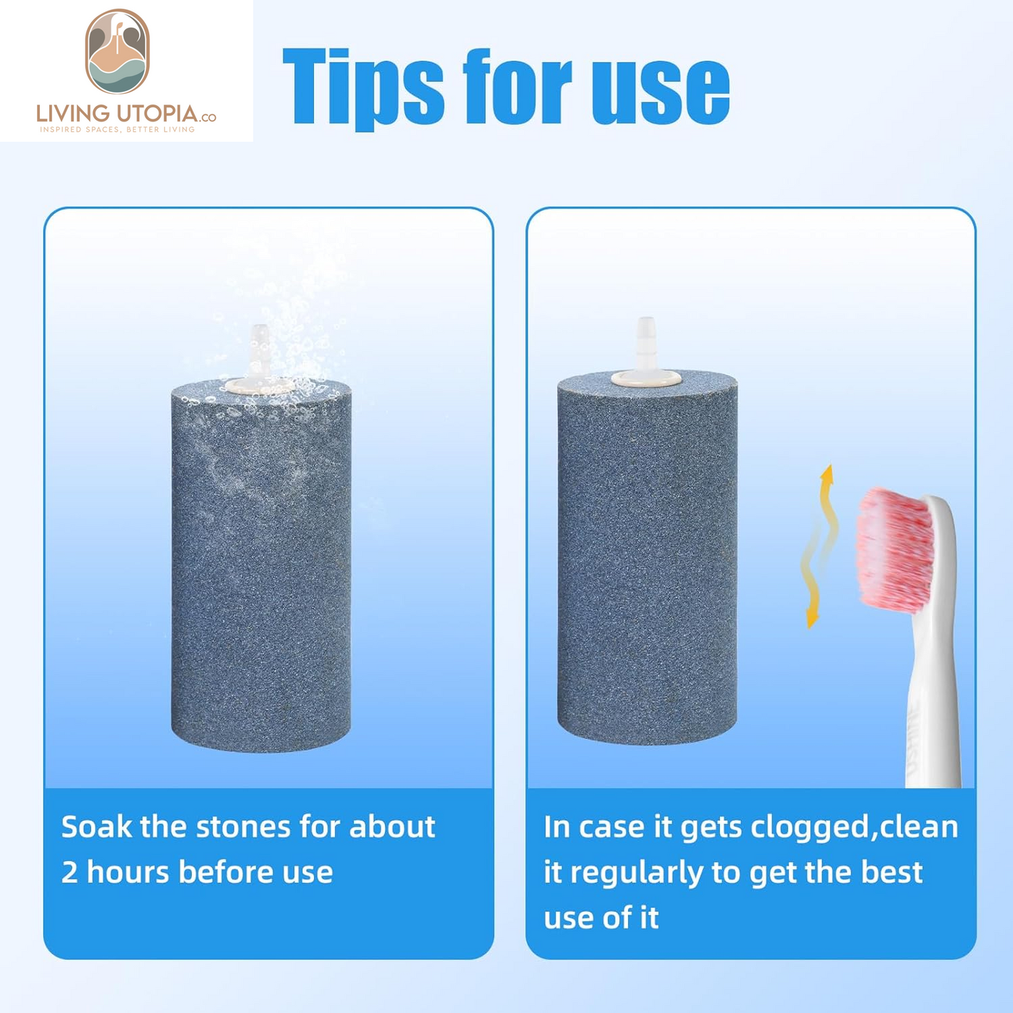 Aquarium Air Stone 4X2 Inch 2 Pack, Large Airstone, Aerator Bubble Diffuser, Air Pump Accessories for Aquariums, Hydroponic, Ponds and Fish Tanks