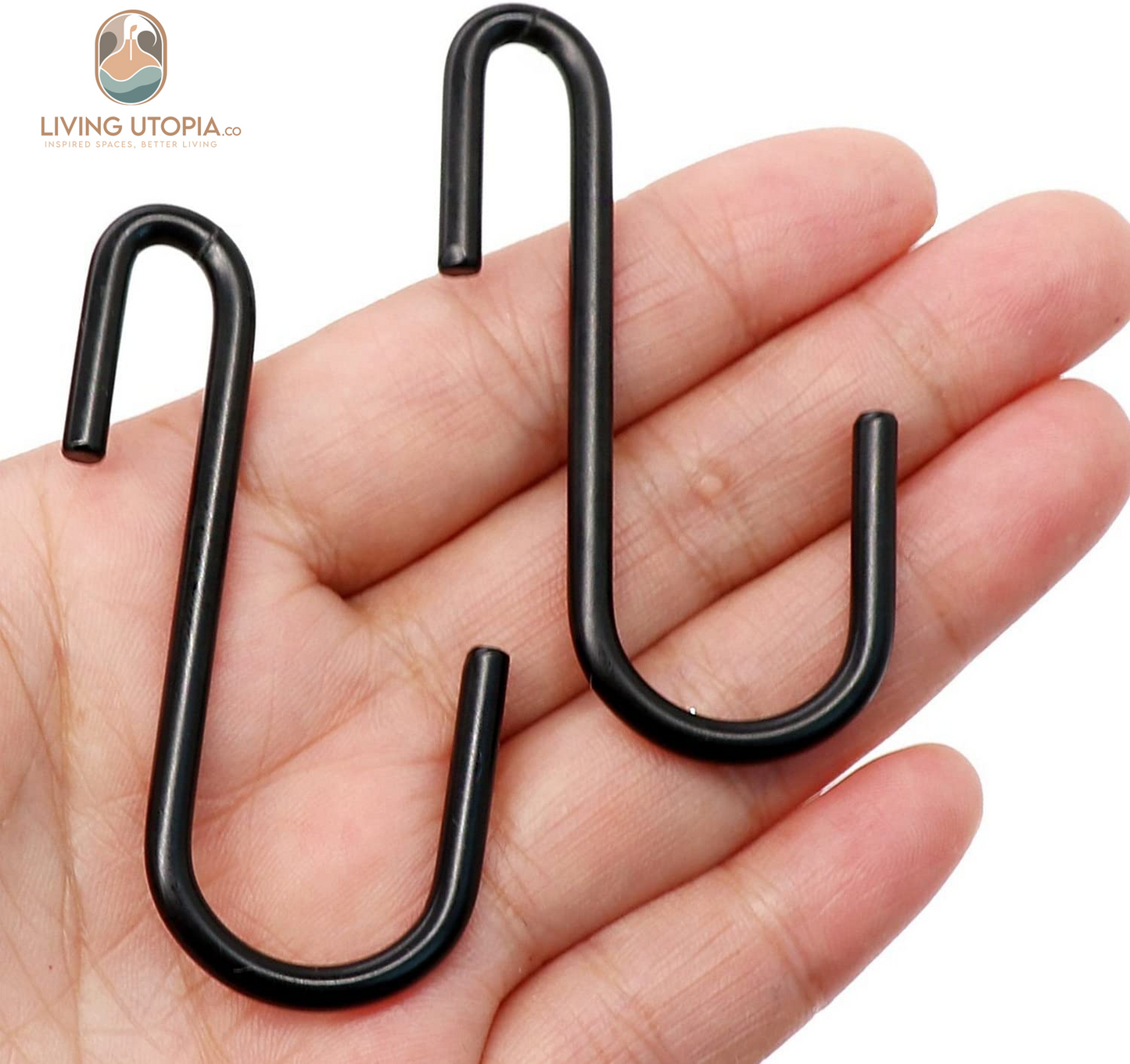 10 Pack Heavy Duty S Hooks Black S Shaped Hooks Hanging Hangers Hooks for Kitchen, Bathroom, Bedroom and Office: Pan, Pot, Coat, Bag, Plants(10 Pack/Black/Small)