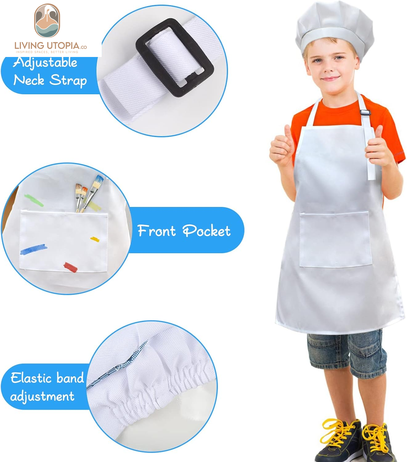 Kids Apron and Hat Set Children Chef Apron for Cooking Baking Painting
