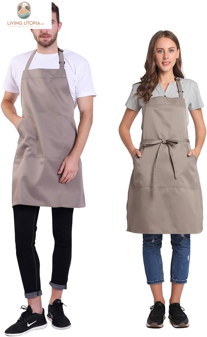 Adjustable Bib Apron with Long Ties for Women Men 18 Colors Chef Kitchen Cooking