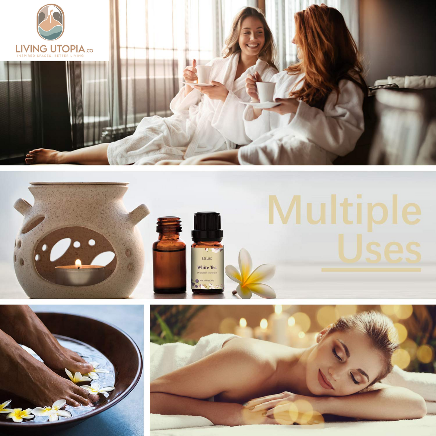White Tea Essential Oil, Aromatherapy Essential Oils for Diffuser, Massage, Soap, Candle Making, Home Fragrance, 30 Ml