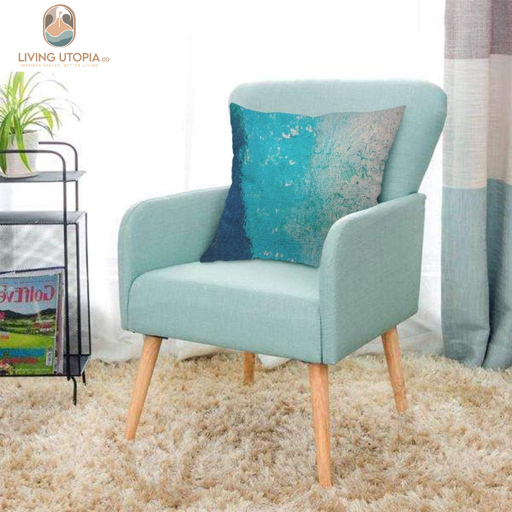 Blue Abstract Watercolor Macro Texture Throw Pillow Cover Aquarelle Ocean Doodle Liquid Water Grain Graphic Pillow Case 18X18 Inch Decorative Men Women Room Cushion Cover for Home Bed