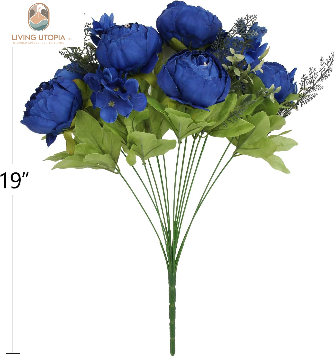 Silk Peony Bouquet Vintage Artificial Peonies Flower for Home Wedding Party Decor (1Pcs, Royal Blue)