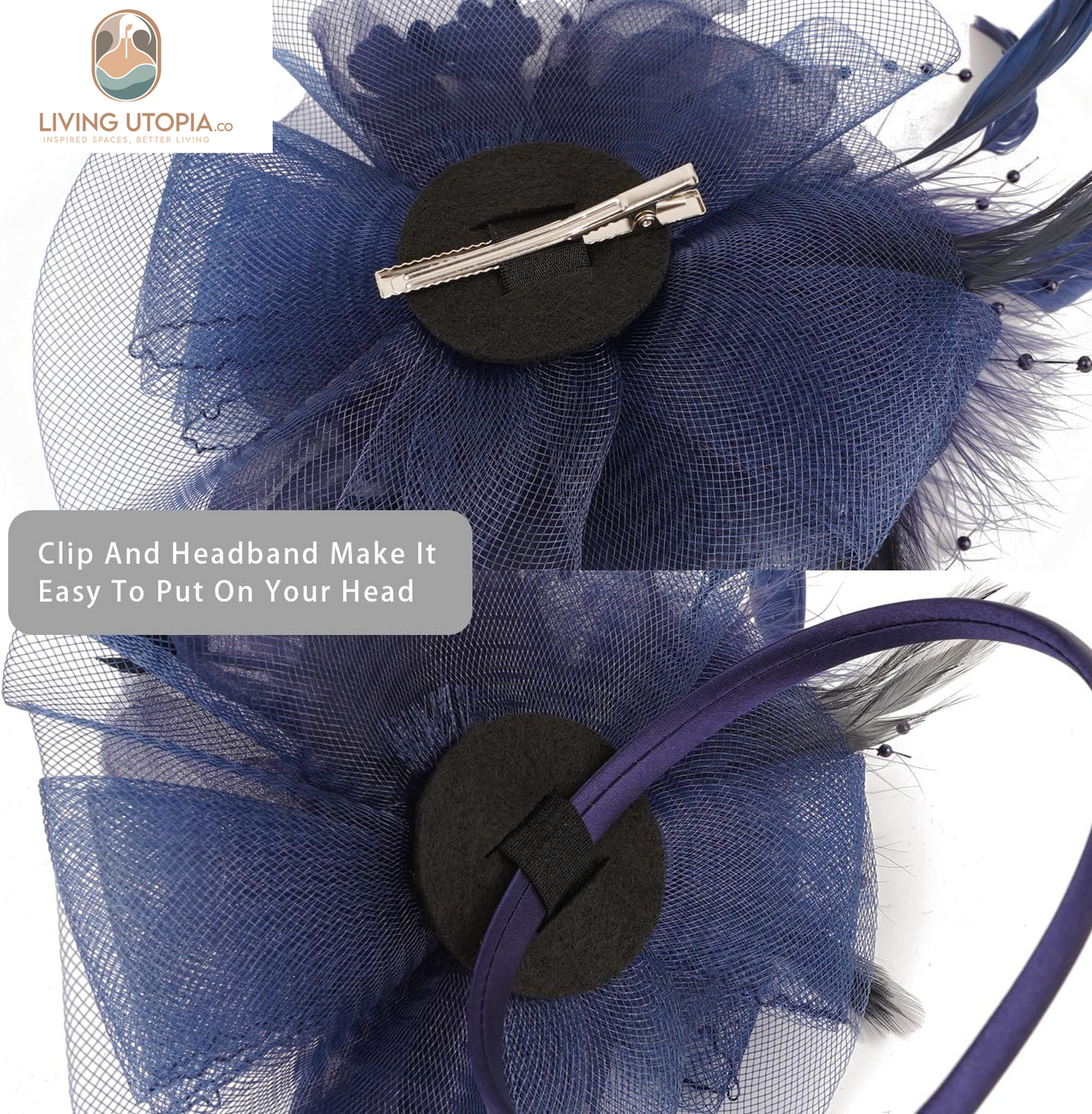 Fascinators Hat for Women Tea Party Headband Kentucky Derby Wedding Flower Cocktail Mesh Feathers Hair Clip