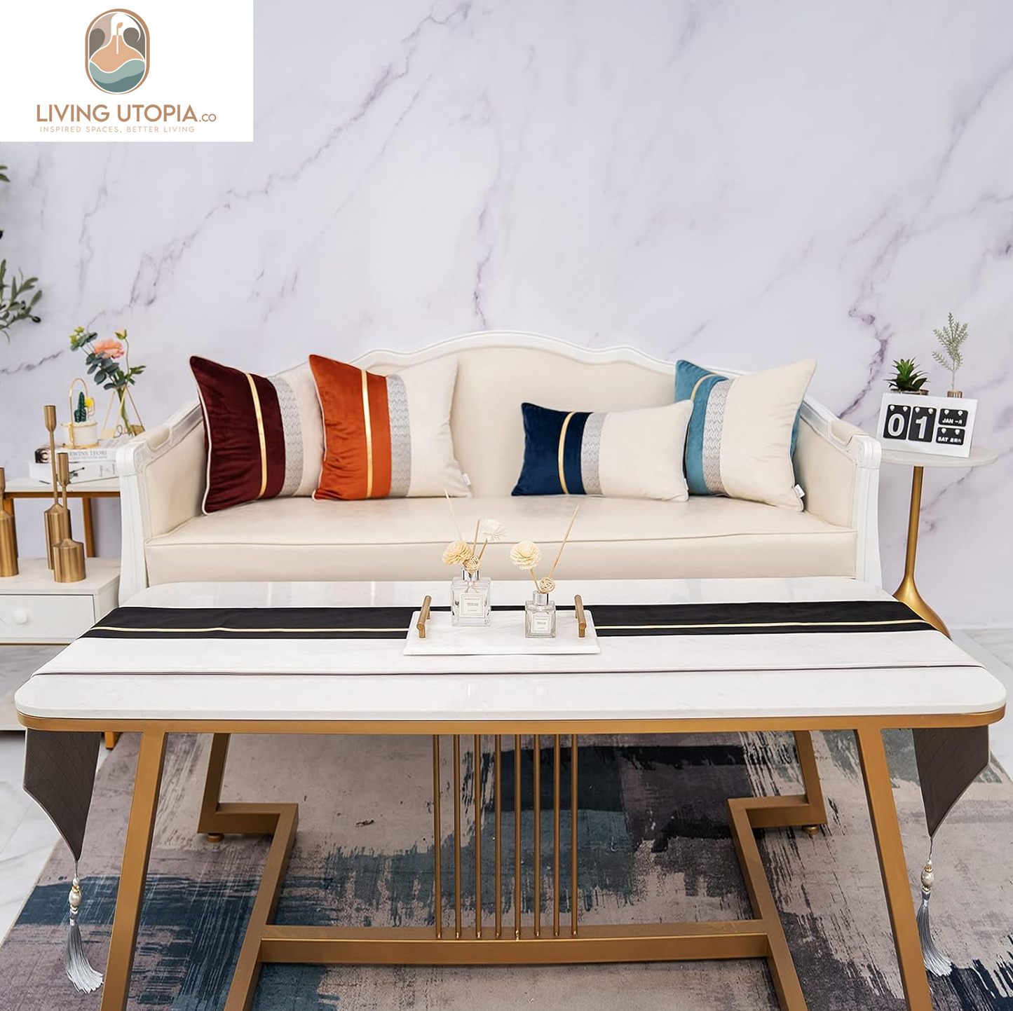 Black Patchwork Velvet Lumbar Pillow Cover with Gold Striped Leather Cushion Case Modern Luxury Pillowcase for Sofa Couch Bedroom Living Room Home Decor,12"X20"