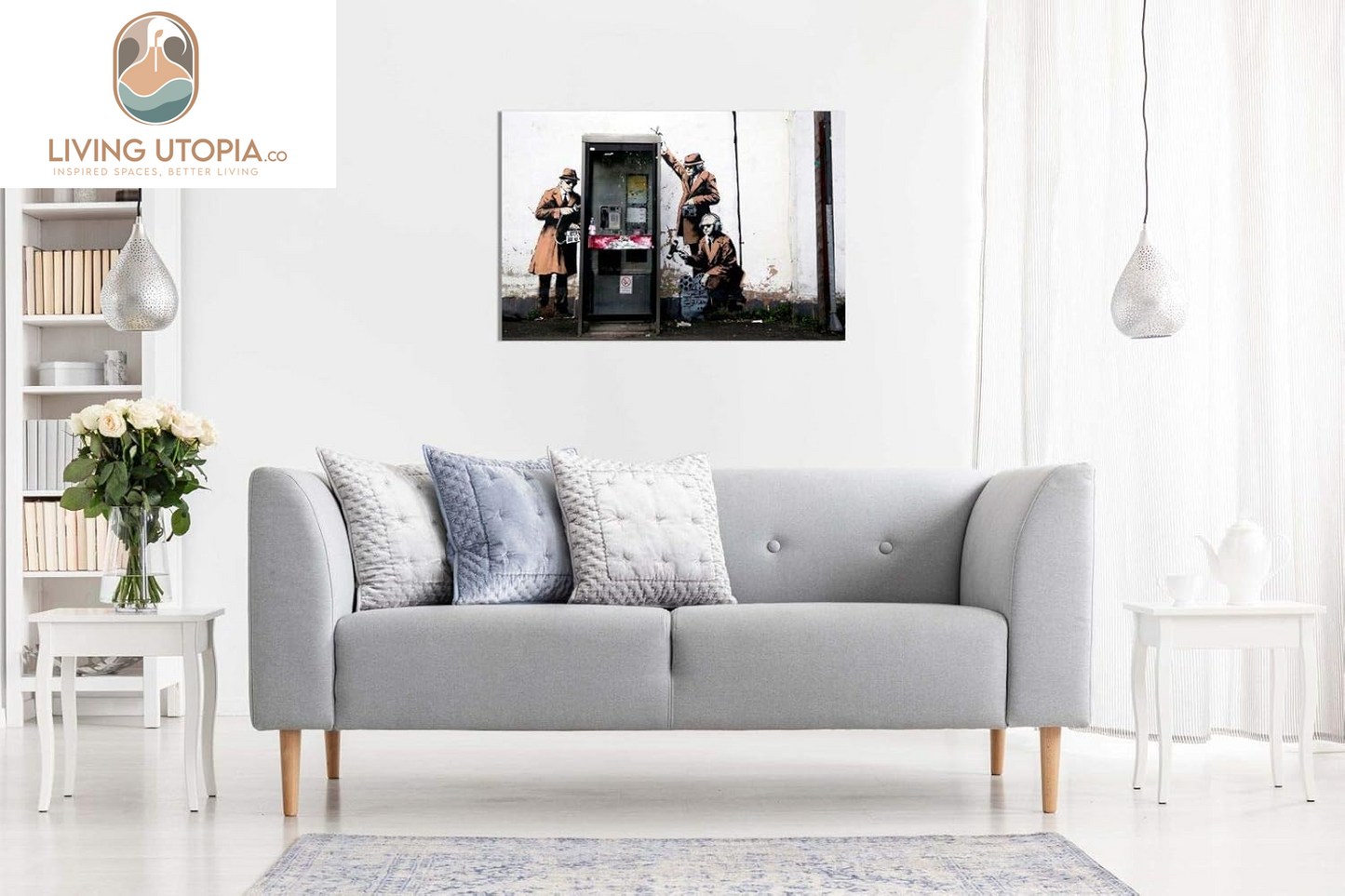Banksy Mi5 Gchq Spies Canvas Wall Art Picture Print (12X8In)