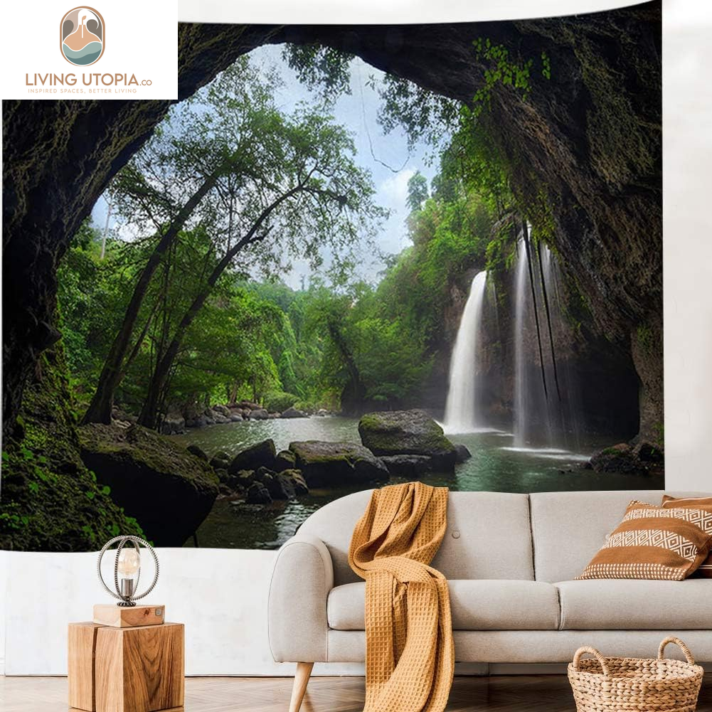 Forest Tapestry Home Decor Landscape Tapestry Living Room Bedroom Decoration Tapestry Magic Tapestry Curtain (Waterfall, 60''L×51''W)