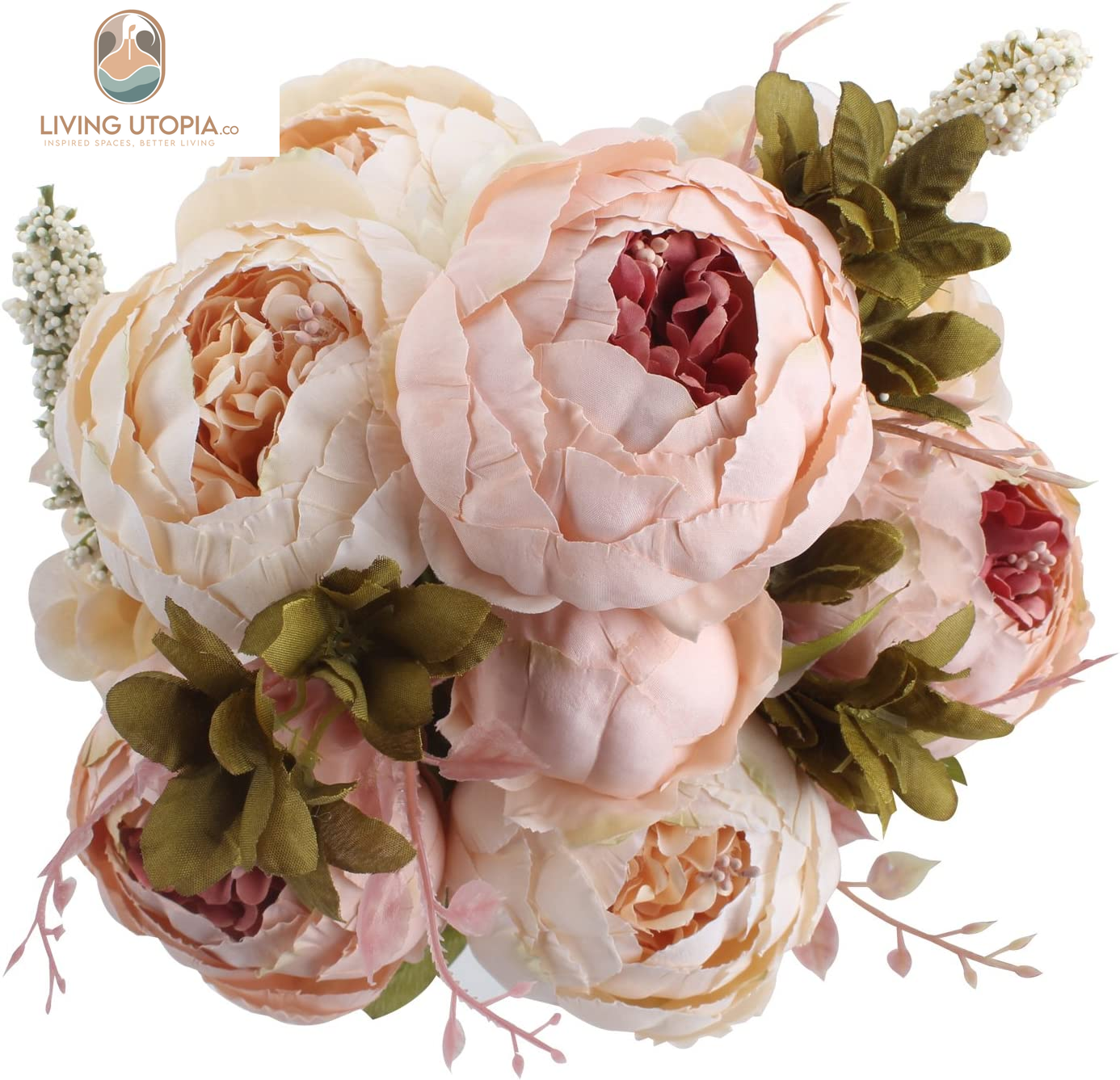 Fake Flowers Vintage Artificial Peony Silk Flowers Wedding Home Decoration,Pack of 1 (Light Pink)