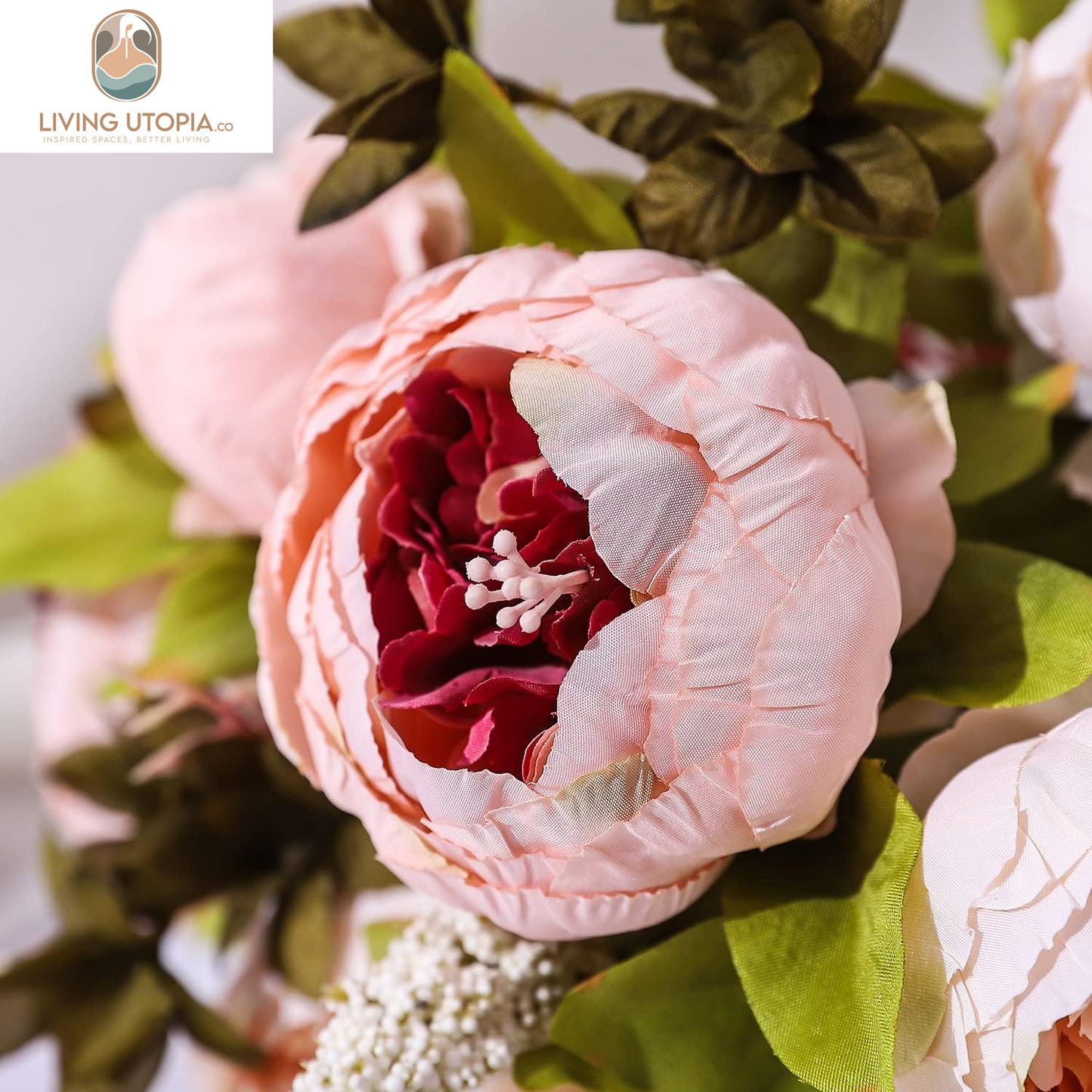 Fake Flowers Vintage Artificial Peony Silk Flowers Wedding Home Decoration,Pack of 1 (Light Pink)