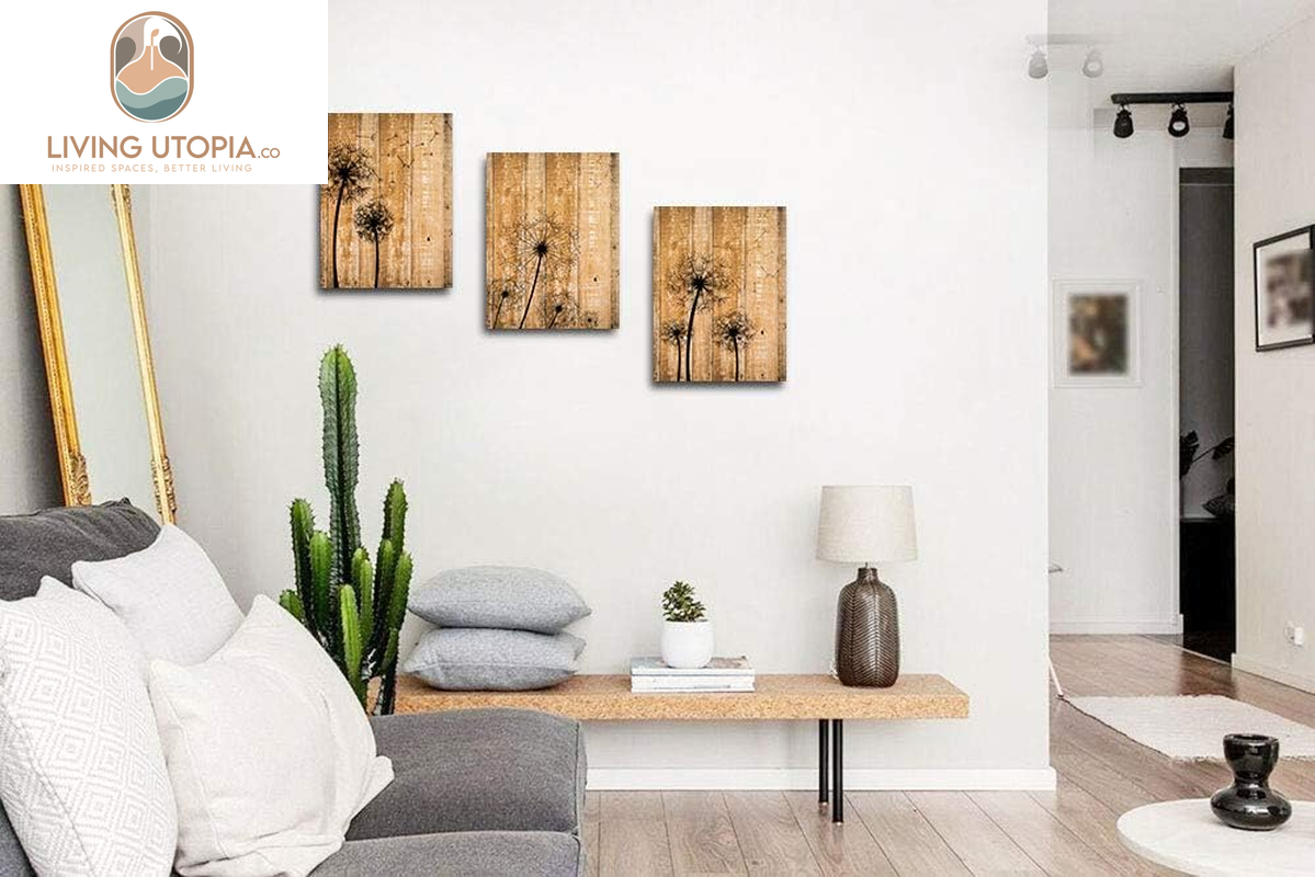 Modern Bathroom Wall Decoration for Bedroom Canvas Wall Art for Living Room Kitchen Works of Art Dandelion Wood Grain Flowers Watercolor Painting Canvas Prints Office Home Decoration 16 "X 24" 3 Piece