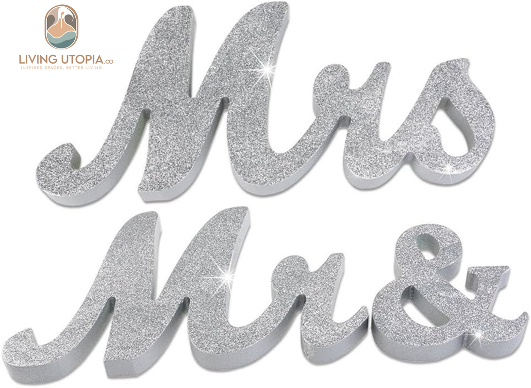 Mr and Mrs Sign Wedding Sweetheart Table Decorations,Mr and Mrs Letters Decorative Letters for Wedding Photo Props Party Banner Decoration,Wedding Shower Gift (Silver Glitter)