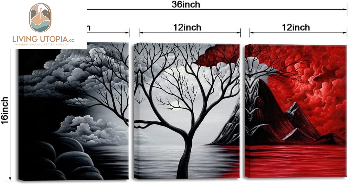 the Cloud Tree 3 Panels Modern Canvas Wall Art Prints Artwork Abstract Seascape Paintings Reproduction Sea Beach Pictures on Canvas for Home Decorations Wall Decor