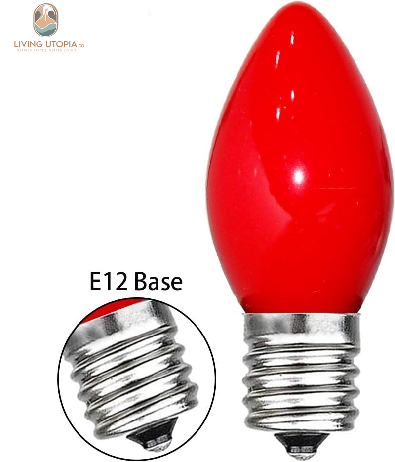 Indoor & Outdoor String Light Bulbs, C7 Red Light Bulbs, C7 Ceramic Red Christmas Replacement Bulbs for Outdoor Christmas String Lights, 5 Watt Night Light Bulb,120 Volt-Red