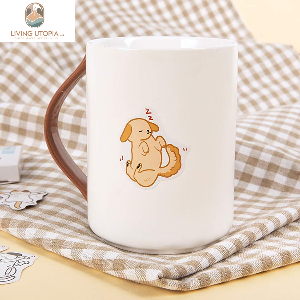 45PCS Cute Boxed DIY Cartoon Doggy and Cat Adhesive Paper Pets Shaped Stickers for Laptop Planners Scrapbook Cups Diary Notebooks Album Phone Case (Dog and Cat)