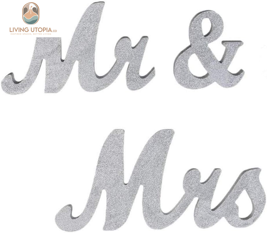 Mr and Mrs Sign Wedding Sweetheart Table Decorations,Mr and Mrs Letters Decorative Letters for Wedding Photo Props Party Banner Decoration,Wedding Shower Gift (Silver Glitter)