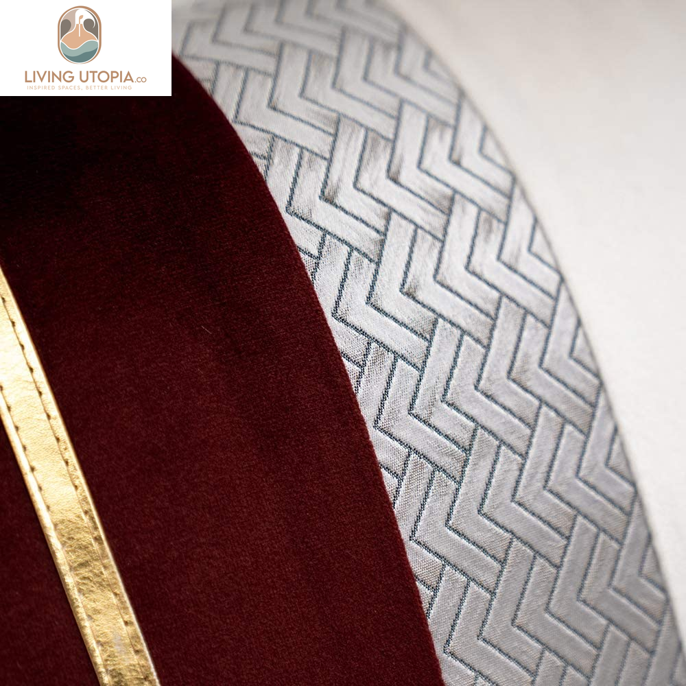 Wine Red Patchwork Velvet Lumbar Pillow Cover with Gold Striped Leather Cushion Case Modern Luxury Pillowcase for Sofa Couch Bedroom Living Room Home Decor,12"X20"