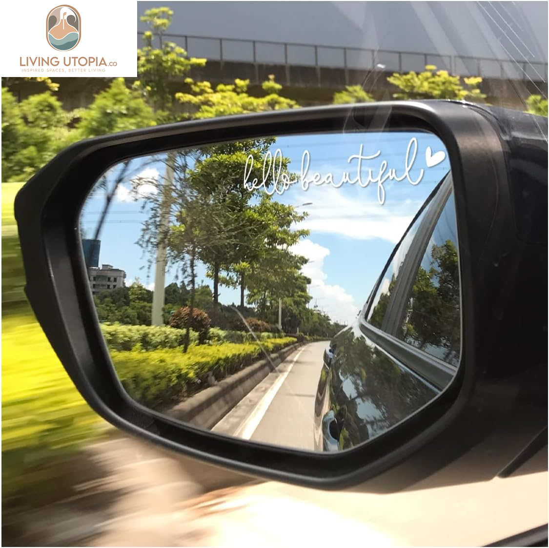 Mirror Stickers for Cars, Hello Beautiful Rearview Mirror Stickers, Car Window Decal Decoration, Dresser Mirror Decals, Car Decoration Accessories, Car Mirror Decals for Women