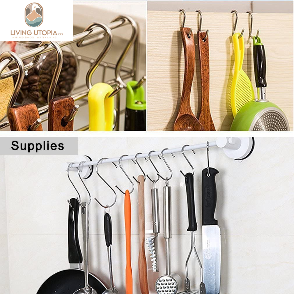 10 Pack Heavy Duty S Hooks Black S Shaped Hooks Hanging Hangers Hooks for Kitchen, Bathroom, Bedroom and Office: Pan, Pot, Coat, Bag, Plants(10 Pack/Black/Small)