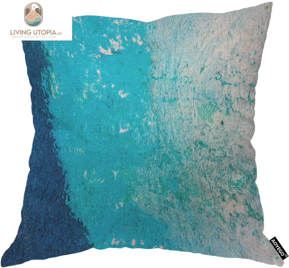 Blue Abstract Watercolor Macro Texture Throw Pillow Cover Aquarelle Ocean Doodle Liquid Water Grain Graphic Pillow Case 18X18 Inch Decorative Men Women Room Cushion Cover for Home Bed