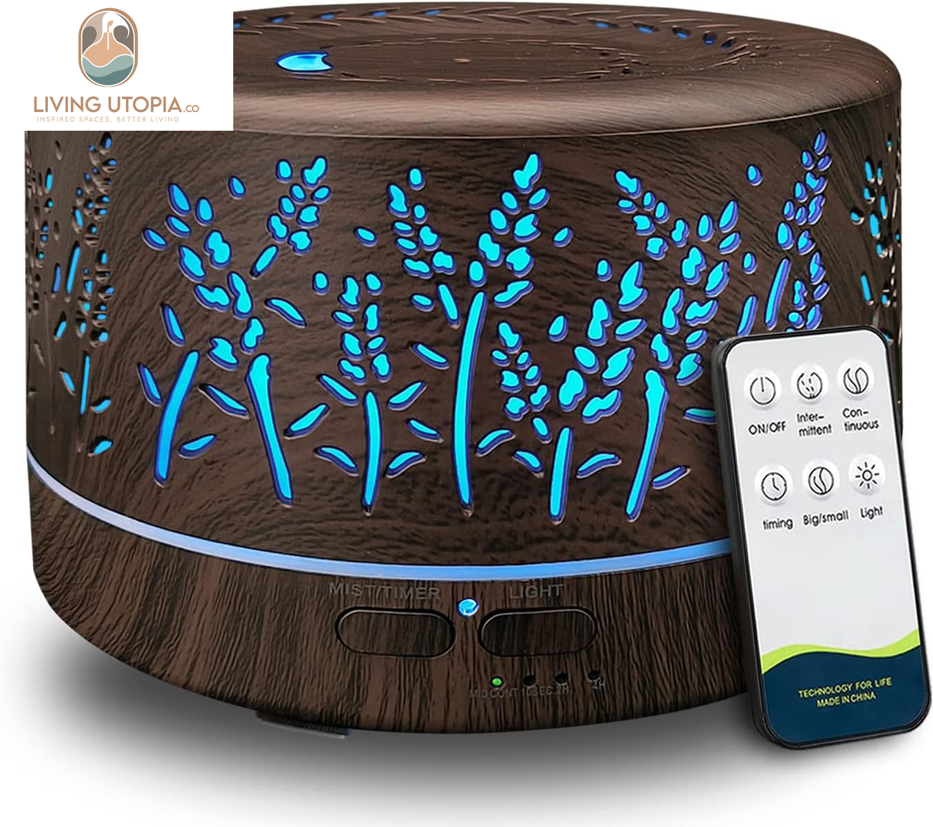 Diffusers for Essential Oils Large Room 600Ml,Essential Oil Diffusers for Home with R/C,Cool Mist Humidifier,7 Colors Lights & 3 Mist Mode Waterless Auto off for Office