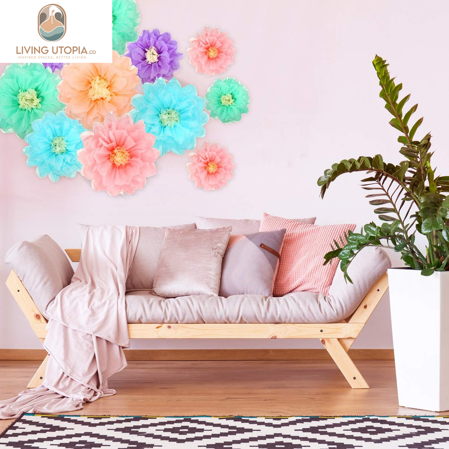 20 Pieces Mexican Paper Flower Tissue Day of the Dead Pom Poms 3D Paper Flower DIY Crafting for Halloween Thanksgiving Fiesta Wedding Party Ceiling Bloom Decoration(Vivid Color)