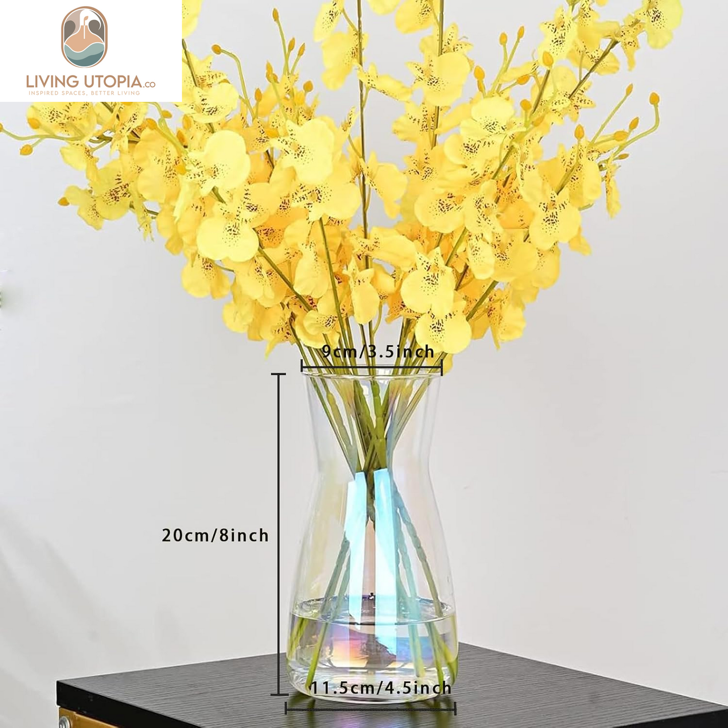 8 Inch Iridescent Glass Flower Vases for Centerpiece Table Home Indoor Desk Decor,Ins Modern Boho Style Vase for Wedding Housewarming Gift