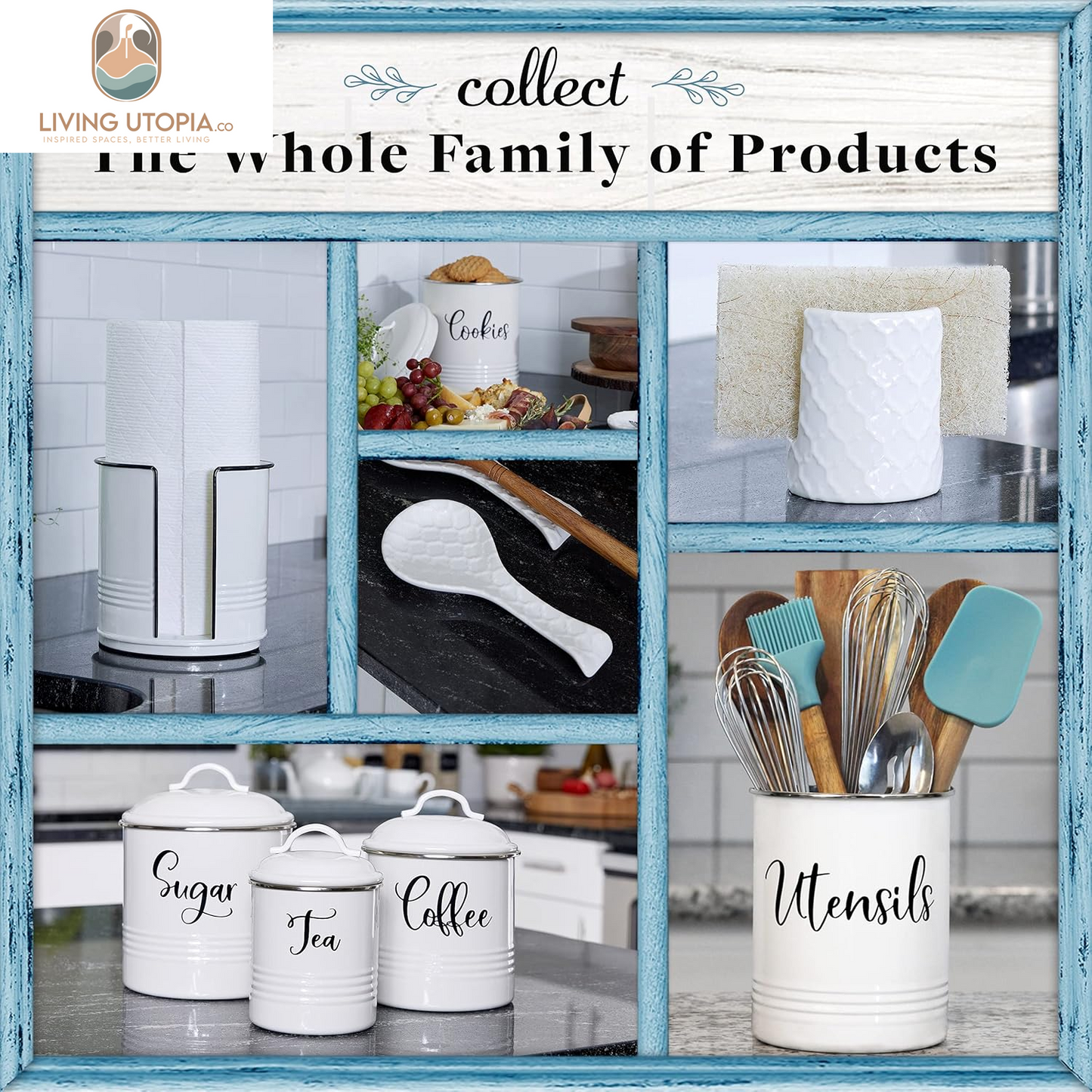 Food Storage Containers Set with Lids, Farmhouse Home Kitchen Decor Rustic Vintage Canisters
