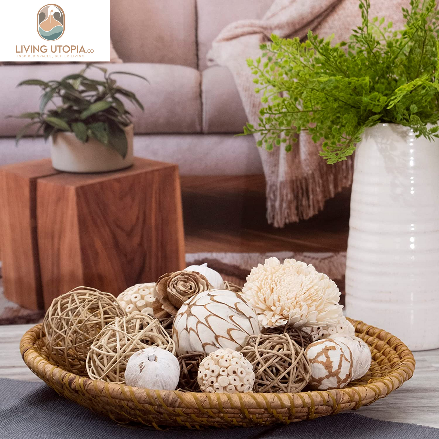 Large Decorative Balls Bowl Filler Decor Orbs White & Cream (Natural White)
