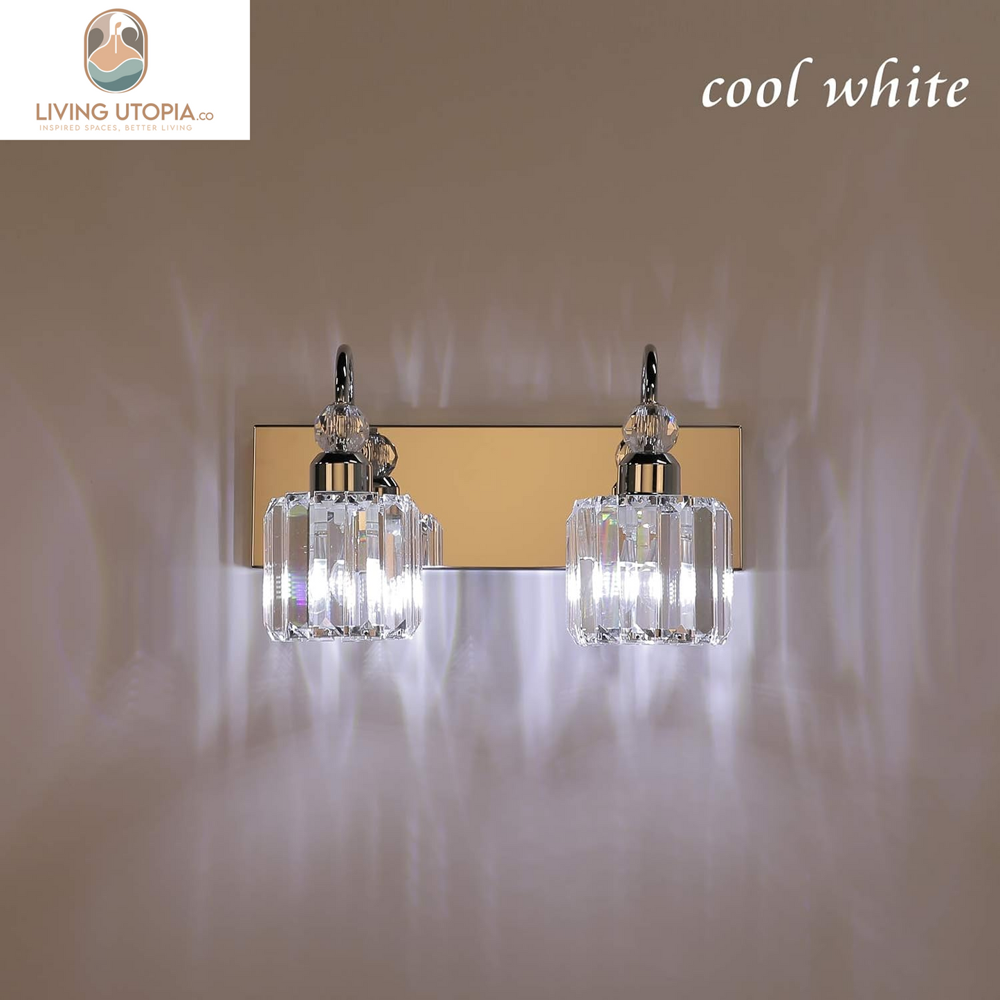 Modern Bathroom Vanity Light 2-Lights Modern Crystal Wall Light Fixtures Modern Crystal Vanity Lighting for Bathroom
