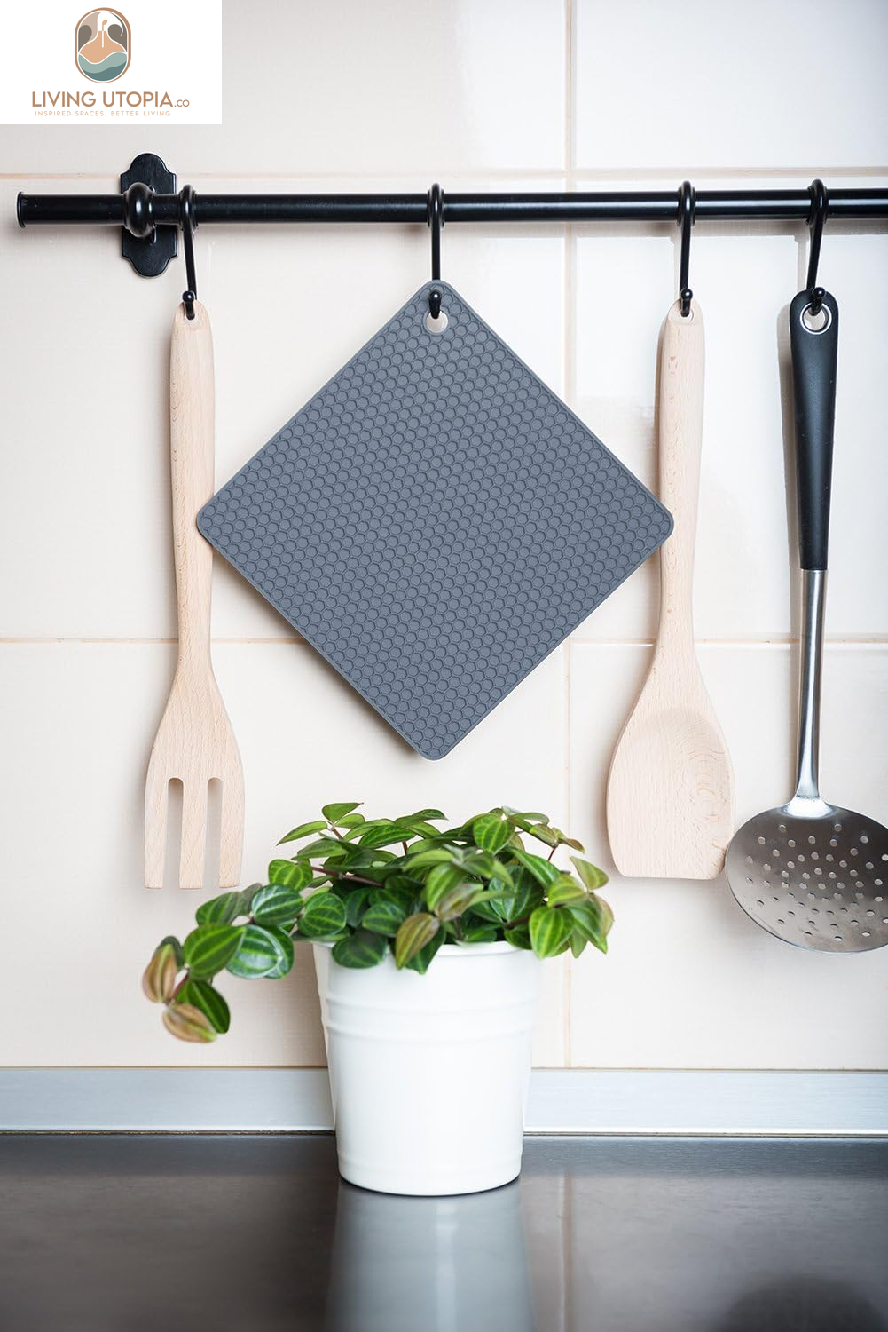 Silicone Trivet for Hot Dishes. Silicone Pot Holders Are Heat Resistant Mats for Countertop up to 440°F, Multipurpose - Non Slip Jar Opener Hot Disher Spoon Rest Food Grade & BPA Free (Gray)
