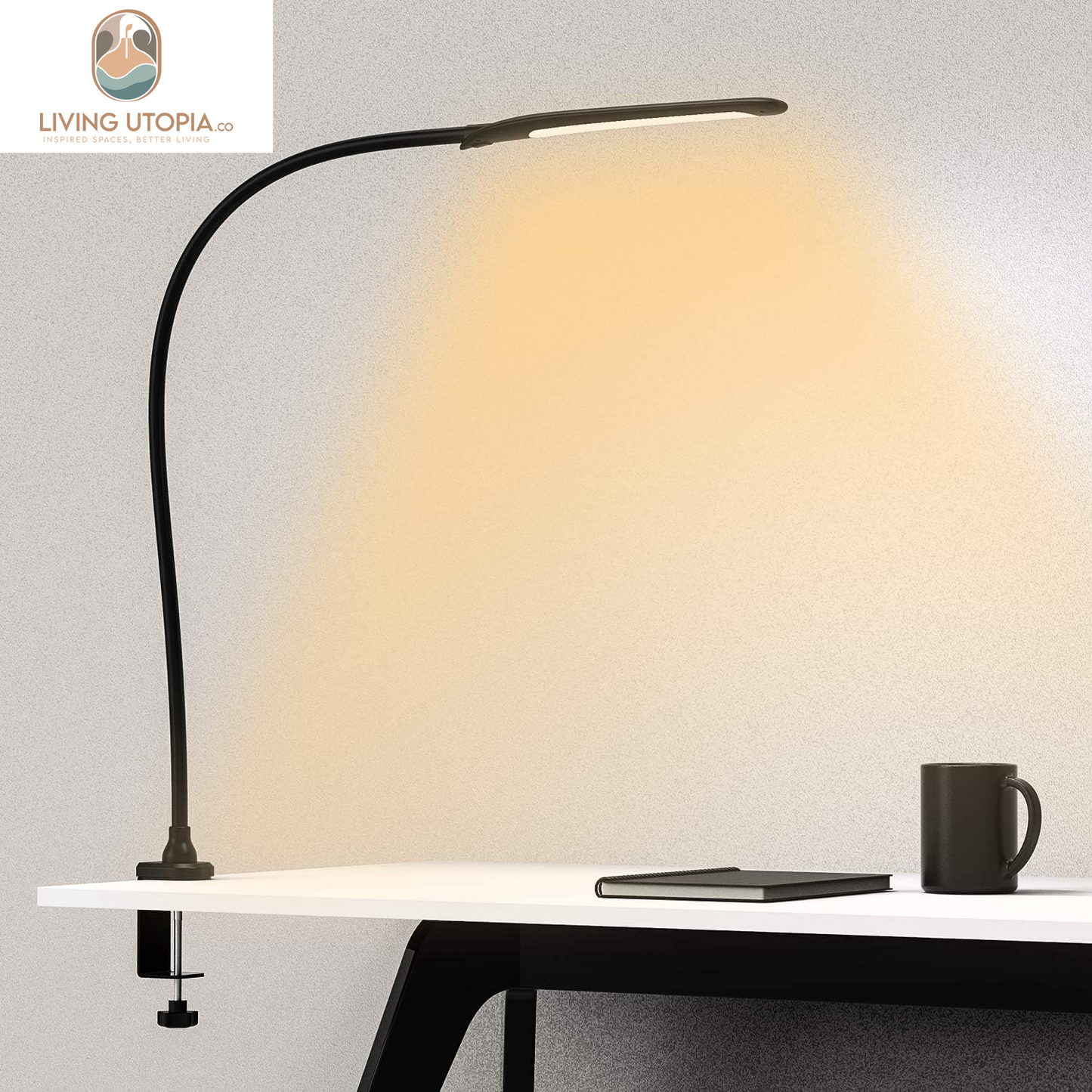 Desk Lamp with Clamp, Swing Arm Lamp, Flexible Gooseneck Architect Table Lamp - Stepless Dimming, 3 Color Modes, Touch Control, 9W, 1050LUX Eye-Care for Study/Reading/Office/Work (Black)