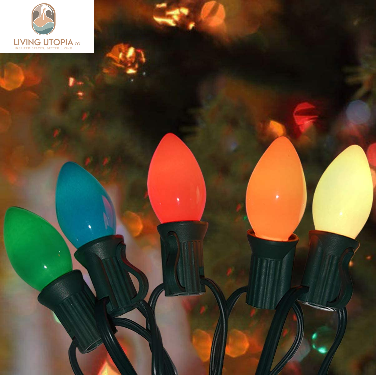 25 Pack C7 Multicolor Christmas Replacement Bulbs, Multicolor Ceramic Light Bulbs for Christmas Outdoor Patio Indoor String Lights, C7/E12 Candelabra Base, 5 Watt- Multicolor