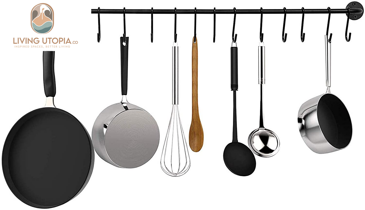 10 Pack Heavy Duty S Hooks Black S Shaped Hooks Hanging Hangers Hooks for Kitchen, Bathroom, Bedroom and Office: Pan, Pot, Coat, Bag, Plants(10 Pack/Black/Small)